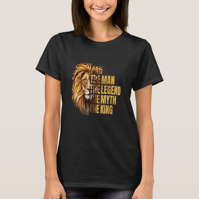Camiseta Dia de os pais Pai o Homem a lenda Leopardo Leão (Frente)