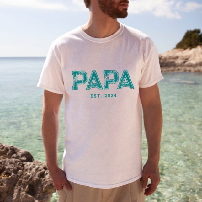 Camiseta Dia de os pais PAPA EST Colorível, Aniversário (Criador carregado)