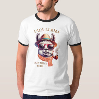 Camiseta Dia de os pais Papa Lama de Nome Personalizado