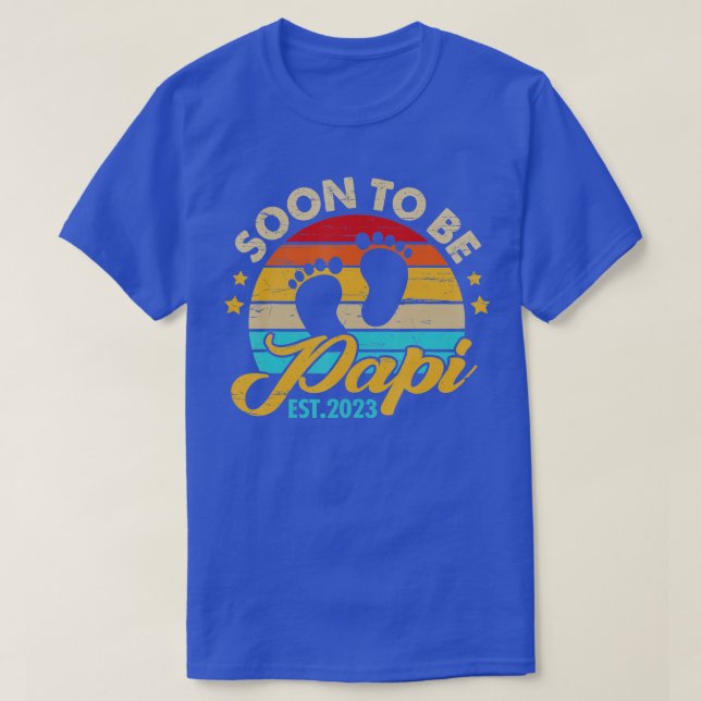 Camiseta Dia de os pais Papi 2023 - Em breve D (Frente do Design)