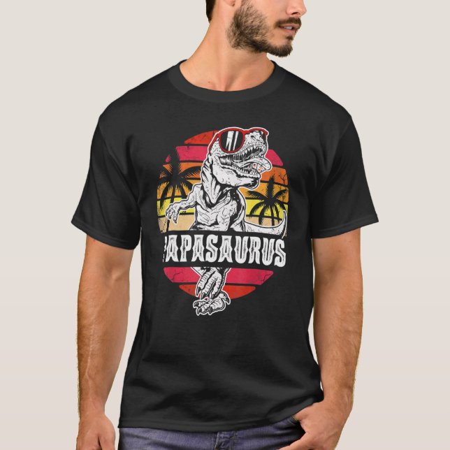 Camiseta Dia de os pais Para Men Papasaurus Tio Saurus Rex (Frente)