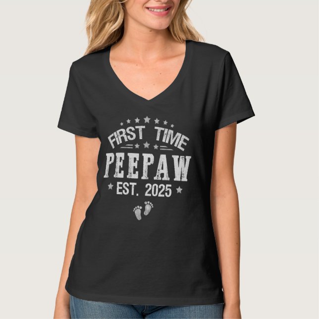 Camiseta Dia de os pais Peepaw est.2025 promovido T (Frente)