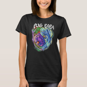 Camiseta Dia de os pais Pop Portrait Colorir Pug Dog Pai Pa