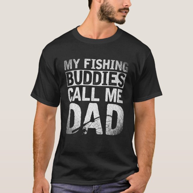 Camiseta Dia de os pais Presente Meus Amigos De Pesca Me Ch (Frente)