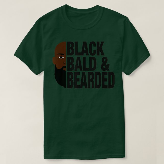 Camiseta Dia de os pais preto careca e barbada Engraçado (Frente do Design)