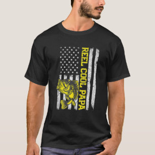 Camiseta Dia de os pais Reel Legal Papa Fish American Flag 