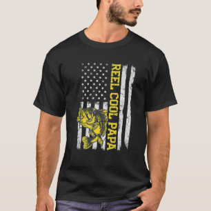Camiseta Dia de os pais Reel Legal Papa Fish American Flag 