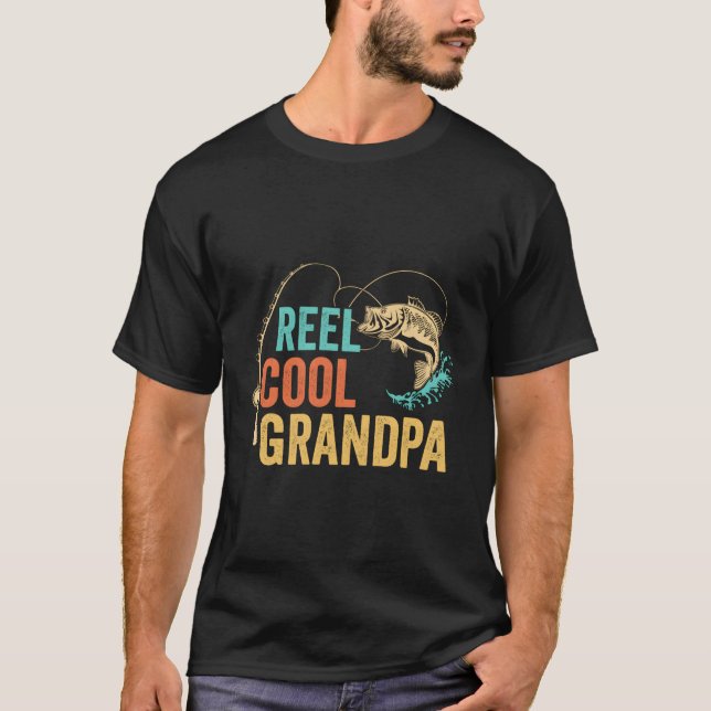 Camiseta Dia de os pais Reel Vovô Pai Papa Pop Pesca (Frente)