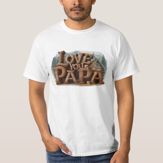 Camiseta *~* Dia de os pais Rustic AP86 LOVE PAPA (Frente)