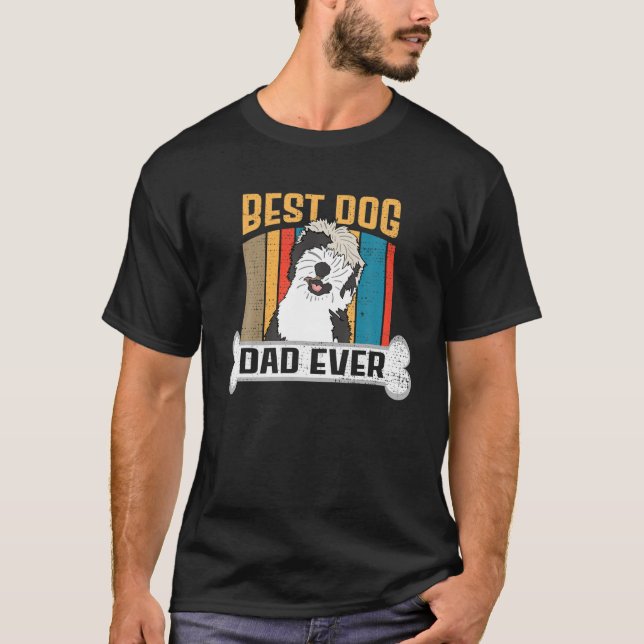 Camiseta dia de os pais Sheepadoodle Dog Lover Melhor Pai D (Frente)