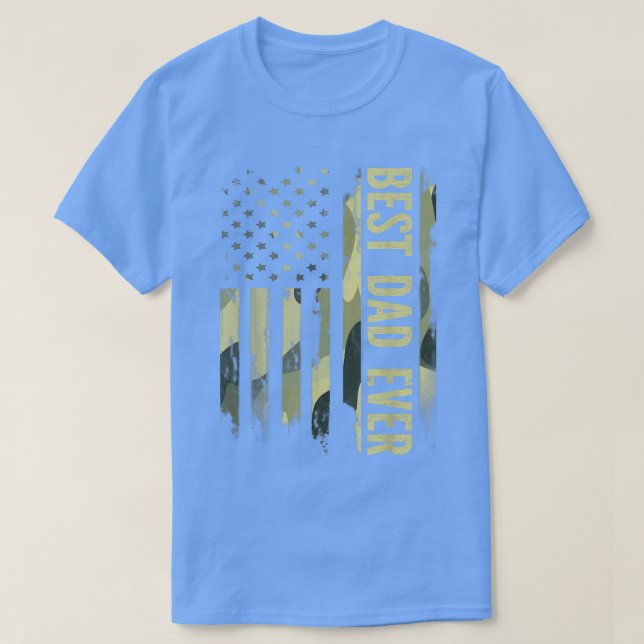 Camiseta DIA DE OS PAIS USA Best Pai Ever American Flag Cam (Frente do Design)