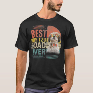 Camiseta Dia de os pais Vintage Melhor Pai Shih Tzu Nunca