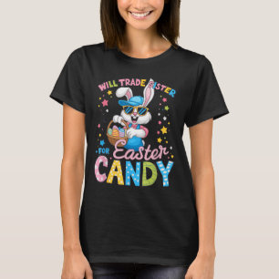 Camiseta Dia de Páscoa Engraçado Trocará Irmã Por Doces Cri