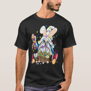 Camiseta Dia de Páscoa Gnomo Ovo Coelho Puzzle Fita Autismo