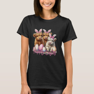 Camiseta Dia de Páscoa Vaca das Terras Altas Bunny Orelhas 