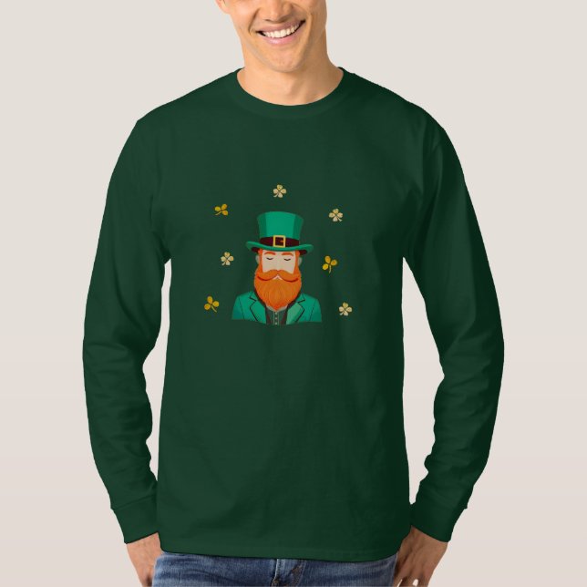 Camiseta Dia de Patrick do Leprechaun Clover Shamrock (Frente)