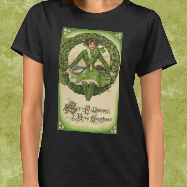 Camiseta Dia de Patrick, Lass Irlandês em uma Terra (Criador carregado)