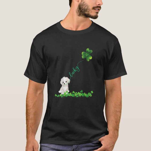 Camiseta Dia de Patrick, Rua de Shamrock para cães malteses (Frente)