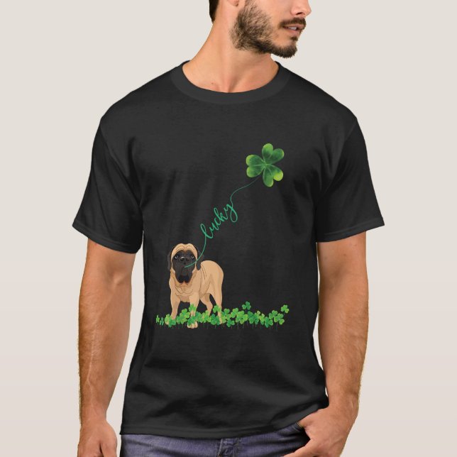 Camiseta Dia de Patrick, Rua de Shamrock para o Mastiff (Frente)