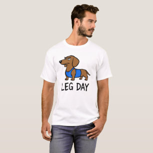 Camiseta Dia de Perna Dachshund Humor de Academia Cachorro 