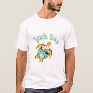 Camiseta Dia de Praia, Verão, Tartaruga,