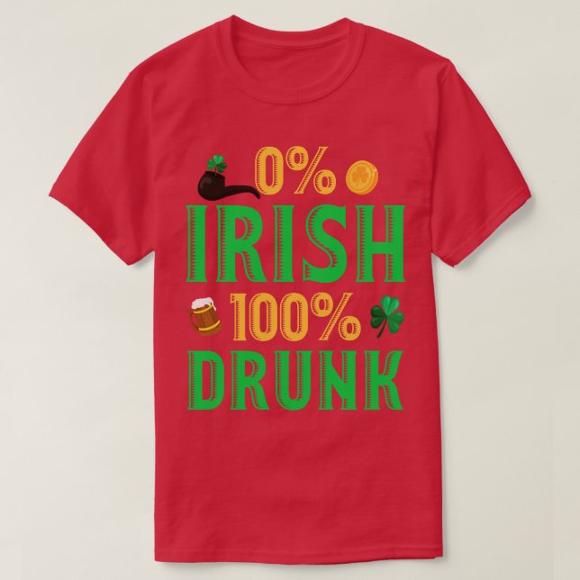 Camiseta Dia de São Patrício 0 Beer Engraçado Irlandês 100  (Frente do Design)