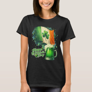 Camiseta Dia de São Patrício Alegre e Divertido Bandeira Ir