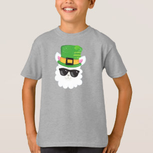 Camiseta Dia de São Patrício, Alpaca, Llama, Chapéu Leprech