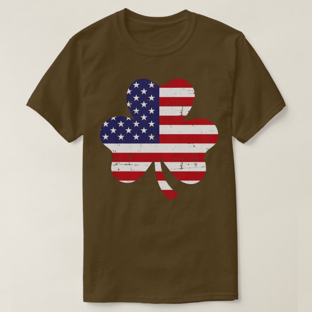 Camiseta Dia de São Patrício americano com folha de shamroc (Frente do Design)