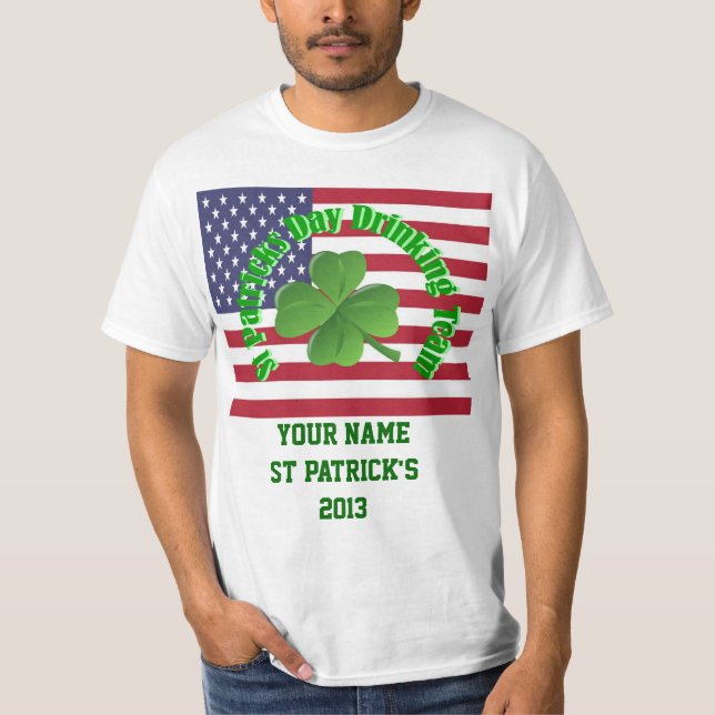Camiseta Dia de São Patrício americano irlandês personaliza (Frente)