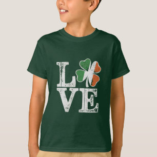 Camiseta Dia de São Patrício Amor Sortudo Trevo Verde Irlan