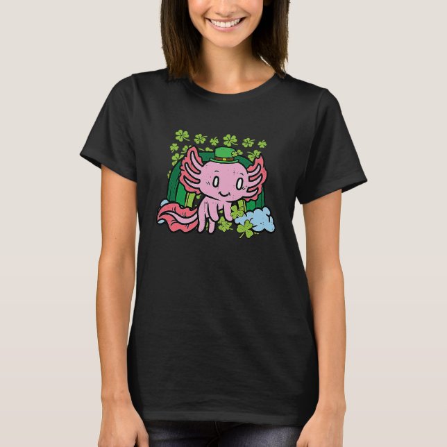 Camiseta Dia de São Patrício Axolotl Santo Paddys Men Women (Frente)