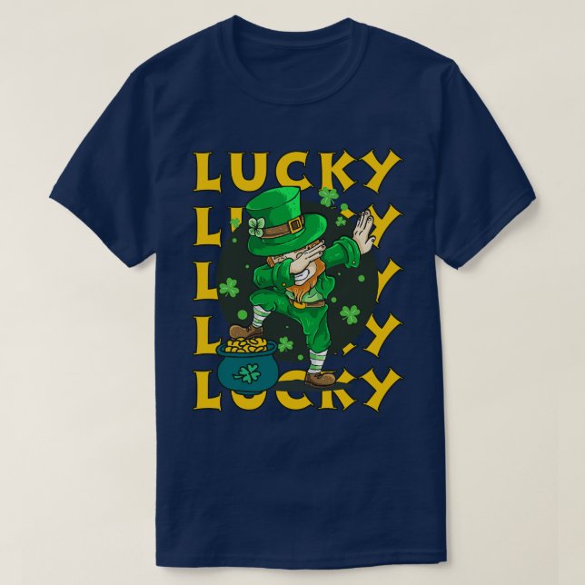 Camiseta Dia de São Patrício Bastante Sortudo E Shamrock Ve (Frente do Design)