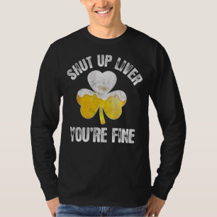 Camiseta Dia de São Patrício Bebendo Cale-Se Fígado