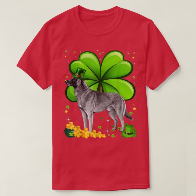 Camiseta Dia de São Patrício belga Malinois Shamrock Pet Lo (Frente do Design)