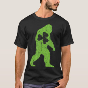 Camiseta Dia de São Patrício Bigfoot Shamrock Men Mulheres 