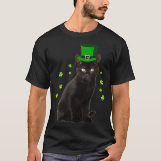 Camiseta Dia de São Patrício Black Cat Men Women Irish Padd