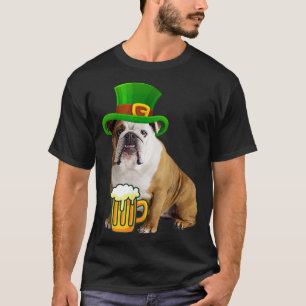 Camiseta Dia de São Patrício Buldog Engraçado Irlandês