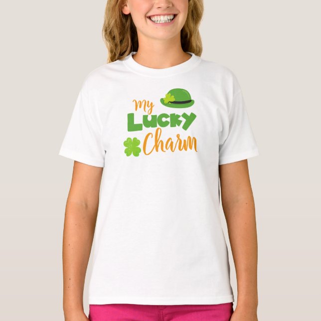 Camiseta Dia de São Patrício, Chapéu de Leprechaun, Charme  (Frente)