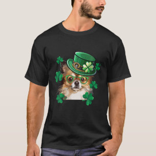 Camiseta Dia de São Patrício Chihuahua Leprechaun Pet Dog L