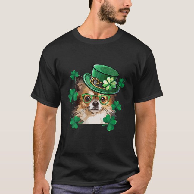 Camiseta Dia de São Patrício Chihuahua Leprechaun Pet Dog L (Frente)
