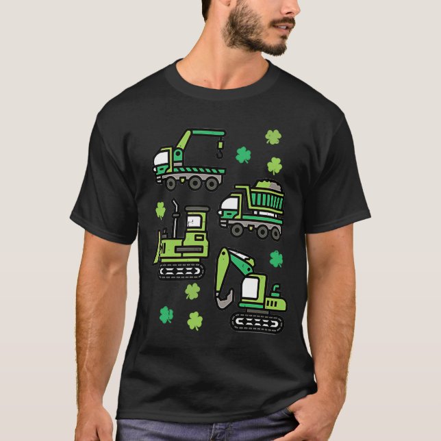 Camiseta Dia de São Patrício Construção de Caminhões Engraç (Frente)