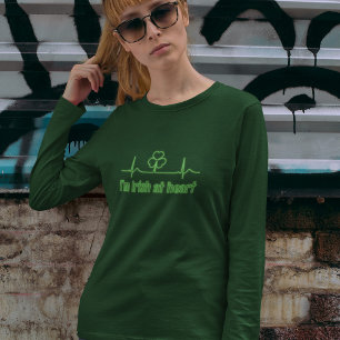 Camiseta Dia de São Patrício Coração de Trevo de EKG - Eu S