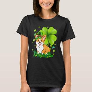 Camiseta Dia de São Patrício Corgi Verde Xadrez de Búfalo S
