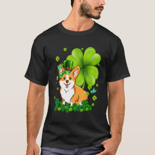 Camiseta Dia de São Patrício Corgi Verde Xadrez Shamro