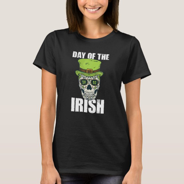 Camiseta Dia de São Patrício Crânio Do Morto Irlandês (Frente)