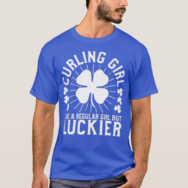 Camiseta Dia de São Patrício Curling Girl Curler Gift (Frente)