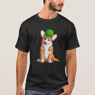 Camiseta Dia de São Patrício Cute Corgi Irish Pub Clover Lo
