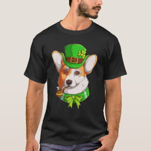Camiseta Dia de São Patrício Cute Corgi Irish Pub Clover Lo
