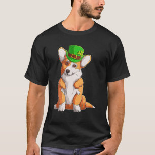 Camiseta Dia de São Patrício Cute Corgi Irish Pub Clover Lo